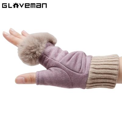 China New Comfortable Design Multifunctional Pink Fleece Striped Fashion Finger Glove Driver Other Sport Gloves Half Finger For Hand Protection for sale