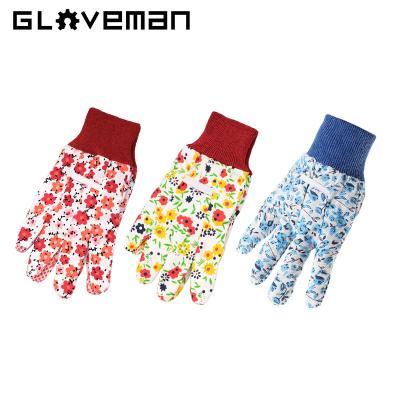 China GLOVEMAN Anti-Slip Garden Floral Gardening Gloves with Soft PVC Dots Gloves Women Working Gloves Yard Cleaning Planting Watering for sale