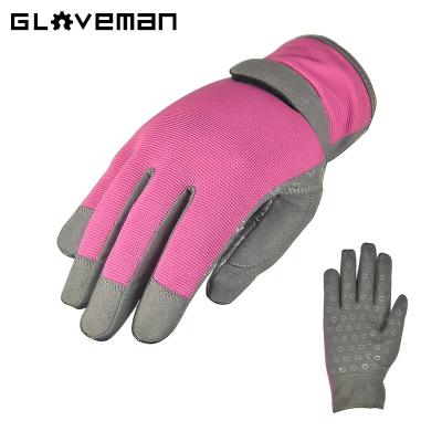 China Gym GLOVEMAN Pink Microfiber Leather Stretch Fabric Bike Training Compound Knitted Cycling Gloves For Sports Women for sale