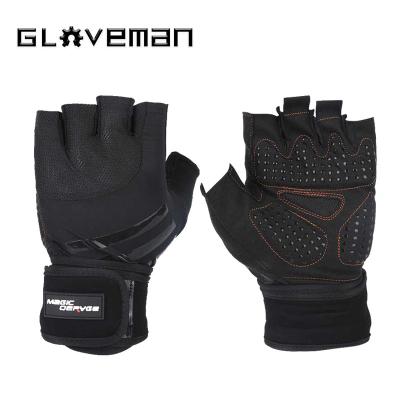 China Fingerless Gym Exercise Gloves Half Finger Breathable Weightlifting Workout with Curved Bare Back, for Powerlifting, Women and Men for sale