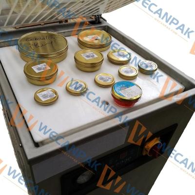 China Food Caviar Tins Electric Vacuum Packing Machine Glass Jar WECANPAK 2-4cycles/min 560*500*1020MM Supplied Top NC; CE of JIA Easily for sale