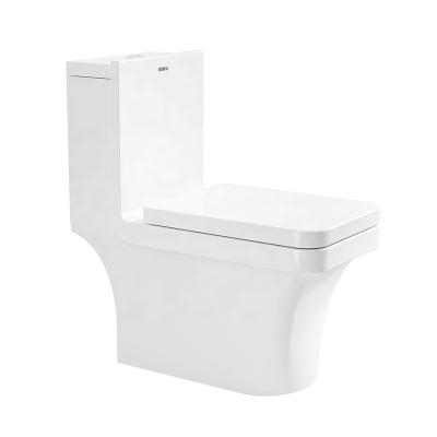 China Modern One Piece Ceramic Floor Drain Jet Flushing Automatic Operation Toilet Knob Bathroom Seat Cover and Tank Trim Balance for sale