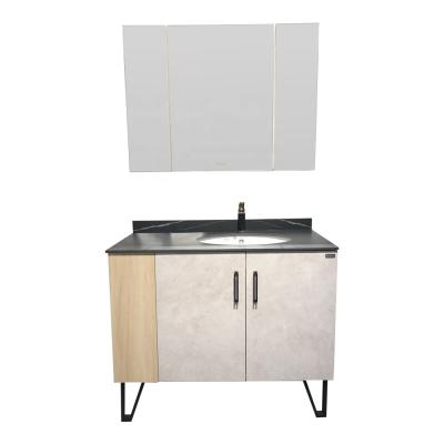 China 2021 Modern Popular Modern Bathroom Vanity Top Selling Customized Mirrored Cabinets Melamine Panel With Slate Top 25-35 Days Rectangle for sale