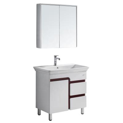 China Modern Modern Bathroom Furniture Set Waterproof WPC Storage Bathroom Vanity Cabinet With Mirror Sink for sale