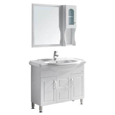 China Good Quality Modern Floor Standing White Cabinet Luxury Waterproof Bathroom Vanity With Basin for sale