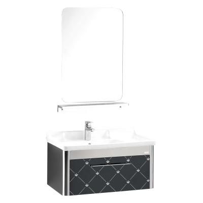 China Modern Bathroom Stainless Steel Cabinet With Mirror Ceramic Mirror Cabinet Vanity Cabinet Modern Hotel Bathroom Furniture for sale