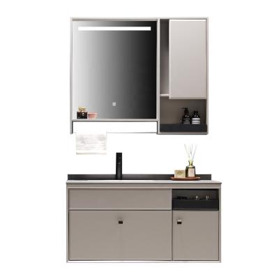 China Modern Luxury Modern Bathroom Furniture PVC Vanity Vanity Sink Vanity Sink Cabinet Set With Mirror for sale