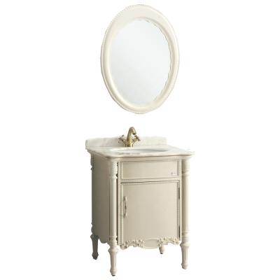 China French Luxury Antique Single Master Hotel Sink Traditional Curved Solid Wood Bathroom Vanity Cabinet Furniture for sale