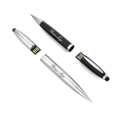 China Custom Metal Gifts Metal Pen Shape Memory Flash USB 3.0 Thumb 32gb 64gb 128gb With Logo for sale