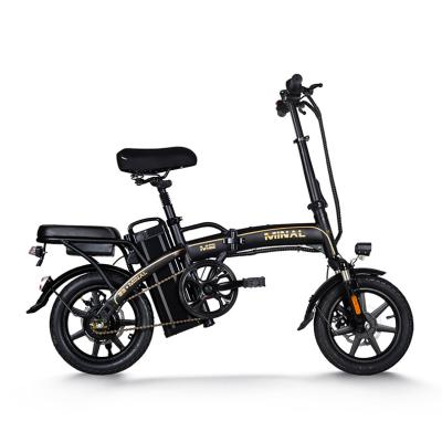 China New EBike 48v 350W Hot Selling Electric Foldable Bicycle Folding Bike Mini Bike Tension Steel 14 Inch Frame for sale