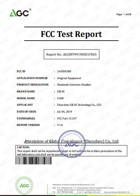 FCC - Shenzhen Ejeas Technology Co., Limited