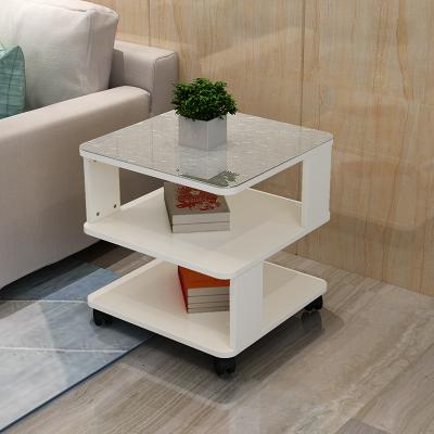 China Modern minimalist living room combination light luxury extendable small home 2 stacked white coffee tables for sale