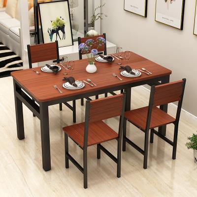 China Simple Stainless Steel Frame Dinner Tables Table Chair Wood Desk Set (Height) Adjustable Dining Room Furniture for sale