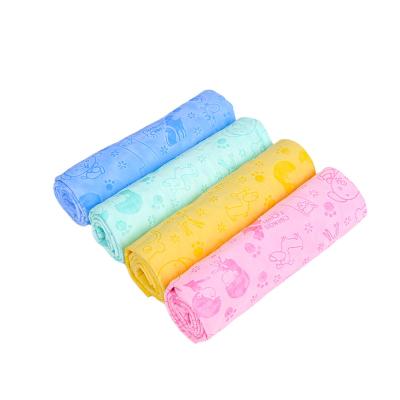 China Sustainably Japanese Embossed Quick-Drying Absorbent Faux Buckskin Towel Large Barreled Dog Bath Custom Pet for sale