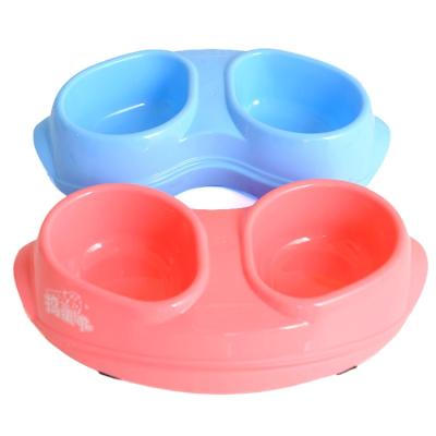 China Sustainable Pet Bowl Thickened Dog Food Double Crescent Plastic Pet Bowl Dog Cat Bowl for sale