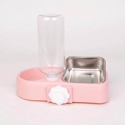 China Automatic Pet Water Feeder Stainless Steel Cat Dog Double Food Bowl for sale