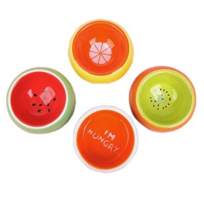 China Sustainable Ceramic Hamster Food Bowl Fruit Color Small Animal Food Pet Bowl for sale