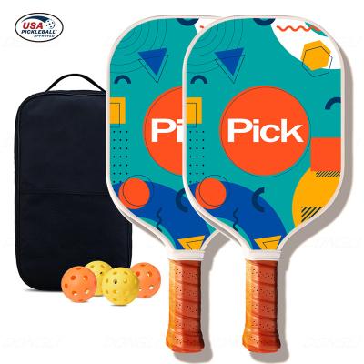 China Customizing Dongli Top Quality Carbon Fiber Pickleball Paddle Custom Logo Graphic Custom Usapa Approved Graphite Pickleball Paddles set of 2 for sale