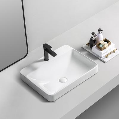 China Modern cuci single hole tangan ceramic sink tangan single hole ceramic washroom washroom washroom hand washbasin semi counter sanitary for sale