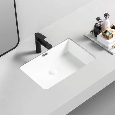 China Modern Customized 22Inch Keramische Rectangle Wash Face Basin Trog Wastafel Washroom Cabinet Basin Under Mounted Ceramic Sinks for sale