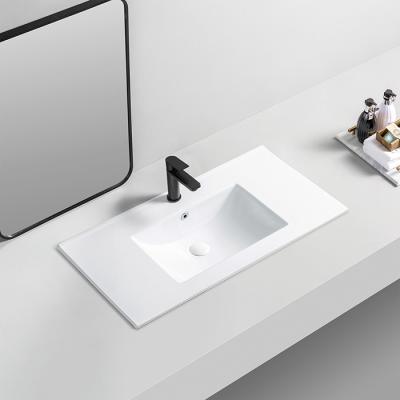 China Scratch Resistant Art Wash Basin Thinedge Rectangular Basin Bathroom Wastafel Cabinet Wholesale Ceramic Wasbak Sink for sale