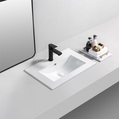 China EUROPEAN Direct Selling Lavabo Modernes Lavabo Ceramic Sink Prices Slim Edge Rectangle Bathroom Cabinet Basin for sale