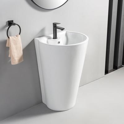 China Bathroom Modern Bathroom Sink Large Capacity Pedestal Ceramic Step Down Wash Free Standing Hand Basin for sale