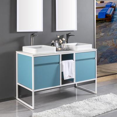 China Durable Customized Chipboard Stone Counter Cabinet Set Nordic Rectangle Vanity Unit Bathroom Wash Face Basin for sale