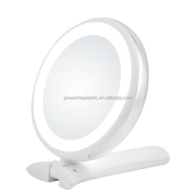 China LED Lighted Makeup Mirror Handheld Magnifying Mirror For Make Up Pocket Foldable Mirror For Travel for sale