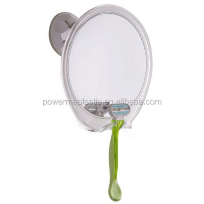 China Fogless Plastic Framed Wall Mirrors Fog Free Built-in Razor Hook and Strong Suction Cup Bathroom Makeup Mirror for sale