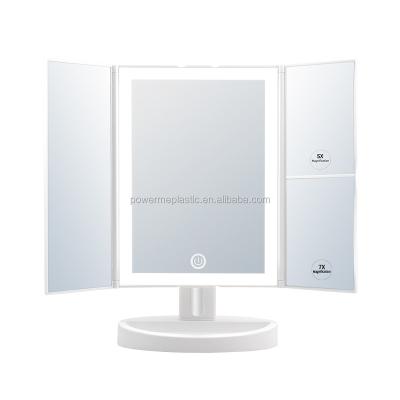 China Triple Lighted Led Vanity Mirror 3 Touch Light Makeup Desk Mirror for sale