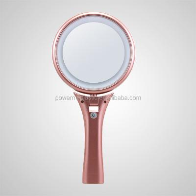 China USB Lighted Makeup Table Handheld Cosmetic Mirror Girls Rechargeable Foldable Led Daily Mirror for sale