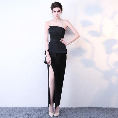 China 2022 New Ladies Anti-static One-shoulder Elegant Cocktail Dress Split Long Fishtail Dress for sale