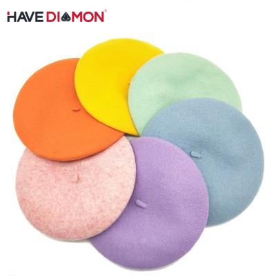 China Fashion Factory Customized Simple Autumn Warm Cute Wool Solid Color Hat Beret Hat for sale