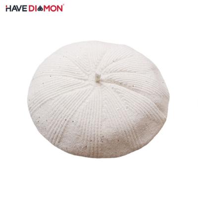 China Fashion\custom made French beret wholesale fashion comfortable\durable woolen for ladies fashion white black plain women casual beret hat for sale