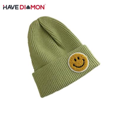 China breathable & Autumn Winter Warm Cashmere Smiling Waterproof Face Beanie Women Cute Knitted Hats For Wool Hat for sale