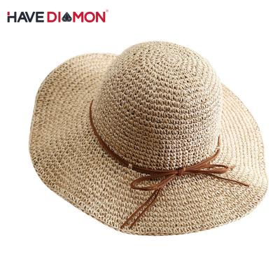 China Nicecin 2022 New Image Sun Straw Hat Big Edge Folding Straw Hat Summer Beach Sun Hat Ladies for sale