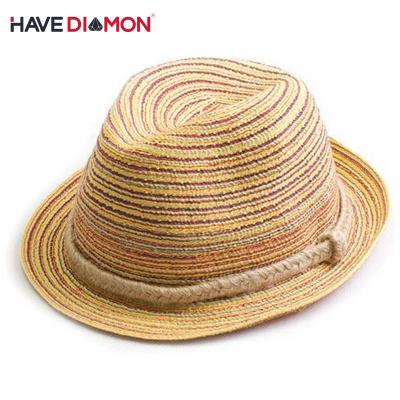 China Sunshade Straw Hat Top Hat Wholesale Summer Lady Holiday Color Strip Pepper Beach Hat Braid Nicecin Image New for sale