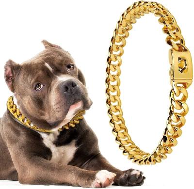 China Factory Stocked 15MM Stainless Steel Dog Chain Dog Collar Dog Collar Medium Titanium Hexagon Grinding Chain for sale