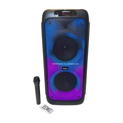 China No BTS-1388 Bts-1388 Hot Selling Black Portable Knots Led Flame Light Speaker Dual 8 Inch Large Karaoke Party Wireless Speakers for sale