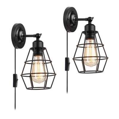 China Industrial Vintage Wire Cage Wall Sconce Industrial Wall Lights Indoor E27 Wall Light Fixture for Bedroom Garage Porch Cafe for sale