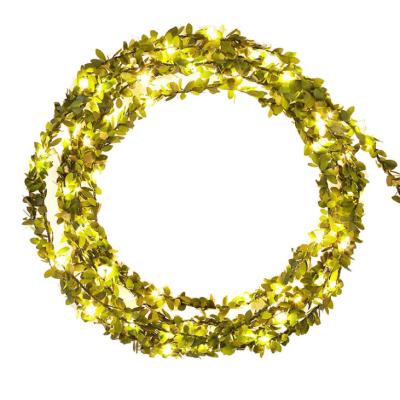 China Artificial Fairy Ivy Eucalyptus Leaves Rattan Garland Home Decor LED String Lights Decor Lamp for Wedding Party Garden for sale