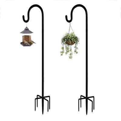 China Garden 2 Packs Shepherd's Hanging Rack Hooks With 5 Forks Outdoor Stable Low Adjustable Garden For Flower Basket Bird Feeder for sale