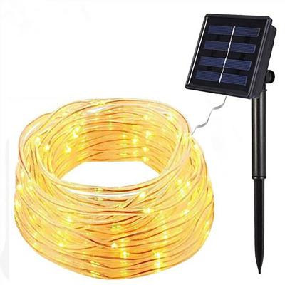 China Solar Outdoor Waterproof LED Garden Fence Courtyard Holiday Decoration Tube Rope Fairy Lights String Lights for Garden Yard Fence Christmas Tree Decoration for sale