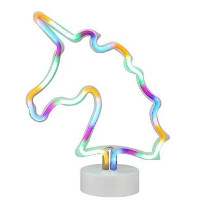 China Wholesale Room Decoration Led Night Light Neon Sign Neon Light For Table Desk Unicorn Angle Shaped LED Night Light Neon Lamp For Indoor Deco for sale