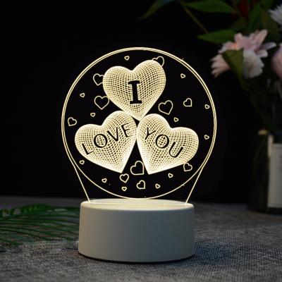 China Modern 3D LED Night Light Touch Base LED Table Lamp with USB Cable and Remote Control for Bedroom, Living Room Kids Room Decoration for sale