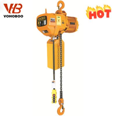 China 15 ton notch construction crane lifting electric chain hoist with hand trolley for sale