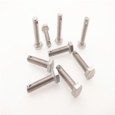 China Auto Customized Stainless Steel GB31 Hex Bolt With Slotted Pin Hole On Leg Hex Head Bolt For Safety Wire for sale