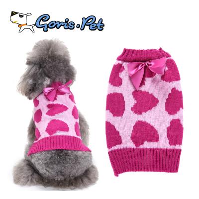 China Sustainable Super Cute Pink Bowknot Lover Dog Winter Clothes Sweaters for sale