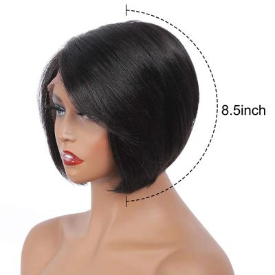 China Water Wave 2pcs Short Bob Wig Human Hair Pixie Cut Wigs Color 100% Natural Virgin Hair L Part Side Part Wig for sale